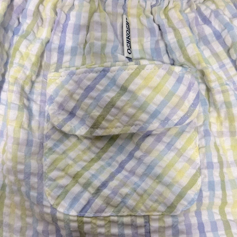 OshKosh Vintage Seersucker Striped Dress Size 24 Mos. Yellow/Lavender Cotton